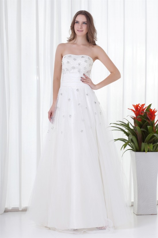 Floor-Length Beading Satin Netting Strapless Prom/Formal Evening Dresses 02020731 Floor-Length Beading Satin Netting Strapless Prom/Formal Evening Dresses 02020731