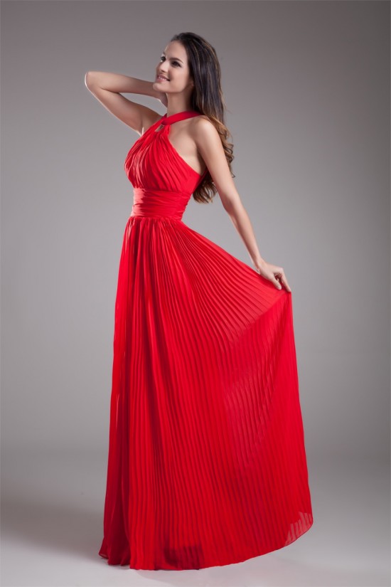 Floor-Length Pleats Sleeveless Halter Sheath/Column Prom/Formal Evening Dresses 02020748