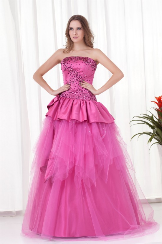 Floor-Length Satin Netting Sleeveless Beading Prom/Formal Evening Dresses 02020750 Floor-Length Satin Netting Sleeveless Beading Prom/Formal Evening Dresses 02020750
