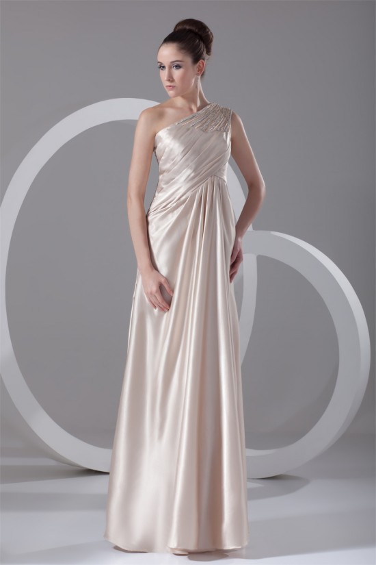 One-Shoulder Sleeveless Elastic Woven Satin Prom/Formal Evening Dresses 02020797