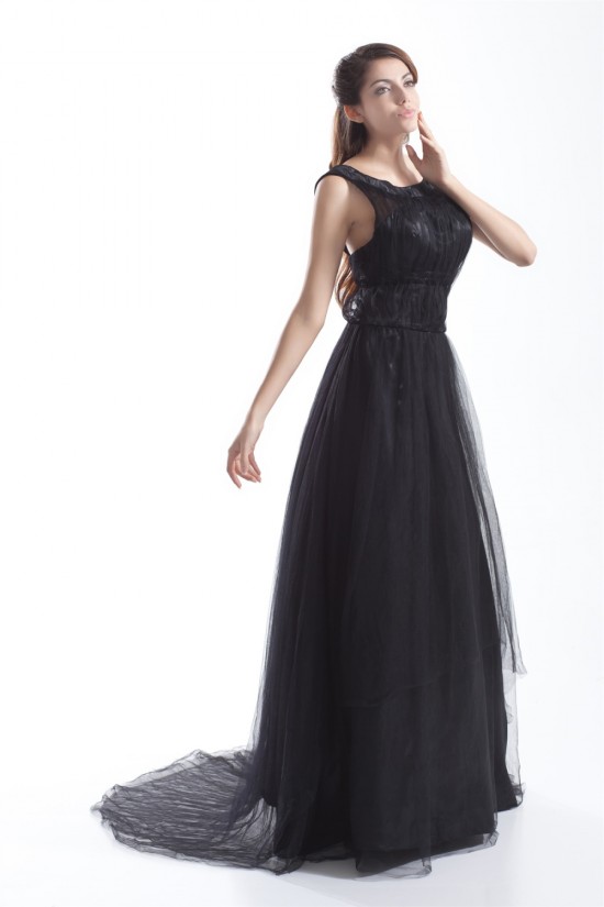 Pleats Bateau Satin Fine Netting Sleeveless Prom/Formal Evening Dresses 02020804 Pleats Bateau Satin Fine Netting Sleeveless Prom/Formal Evening Dresses 02020804