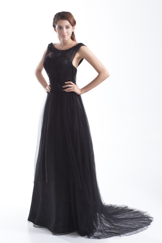 Pleats Bateau Satin Fine Netting Sleeveless Prom/Formal Evening Dresses 02020804 Pleats Bateau Satin Fine Netting Sleeveless Prom/Formal Evening Dresses 02020804