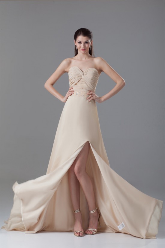 Ruched Sweetheart Sleeveless A-Line Chiffon Elastic Woven Satin Prom/Formal Evening Dresses 02020814 Ruched Sweetheart Sleeveless A-Line Chiffon Elastic Woven Satin Prom/Formal Evening Dresses 02020814