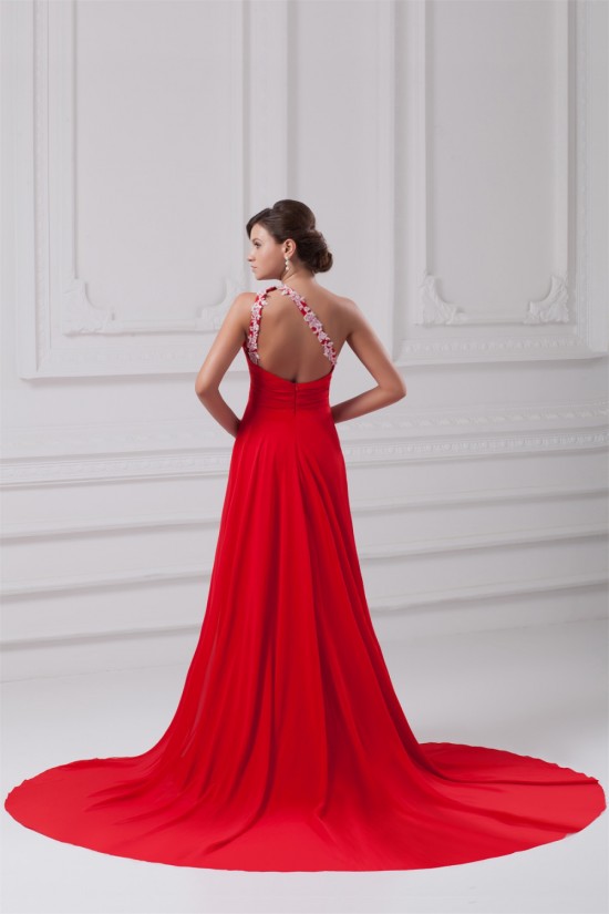 A-Line One-Shoulder Long Red Chiffon Prom/Formal Evening Dresses 02020819 A-Line One-Shoulder Long Red Chiffon Prom/Formal Evening Dresses 02020819