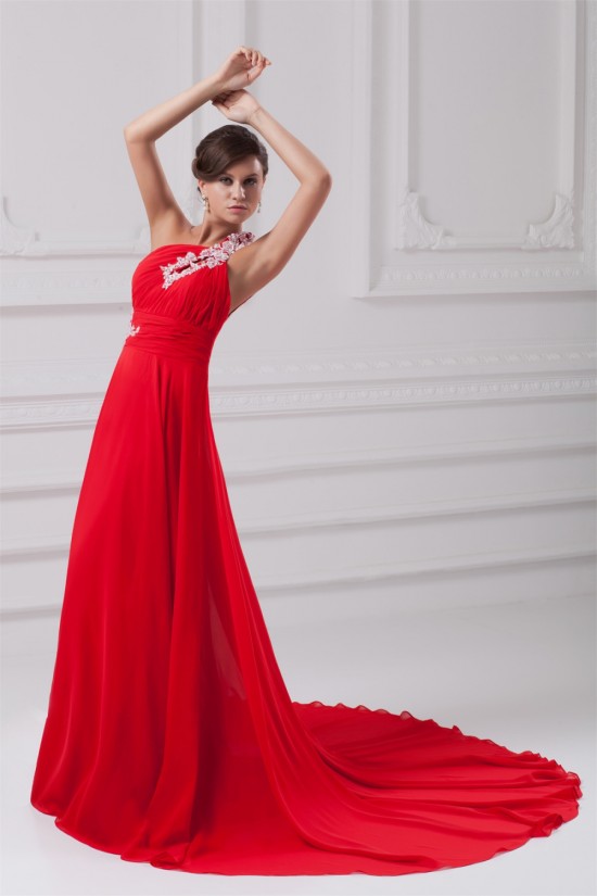A-Line One-Shoulder Long Red Chiffon Prom/Formal Evening Dresses 02020819 A-Line One-Shoulder Long Red Chiffon Prom/Formal Evening Dresses 02020819