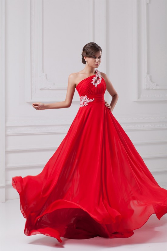 A-Line One-Shoulder Long Red Chiffon Prom/Formal Evening Dresses 02020819 A-Line One-Shoulder Long Red Chiffon Prom/Formal Evening Dresses 02020819