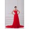 A-Line One-Shoulder Long Red Chiffon Prom/Formal Evening Dresses 02020819