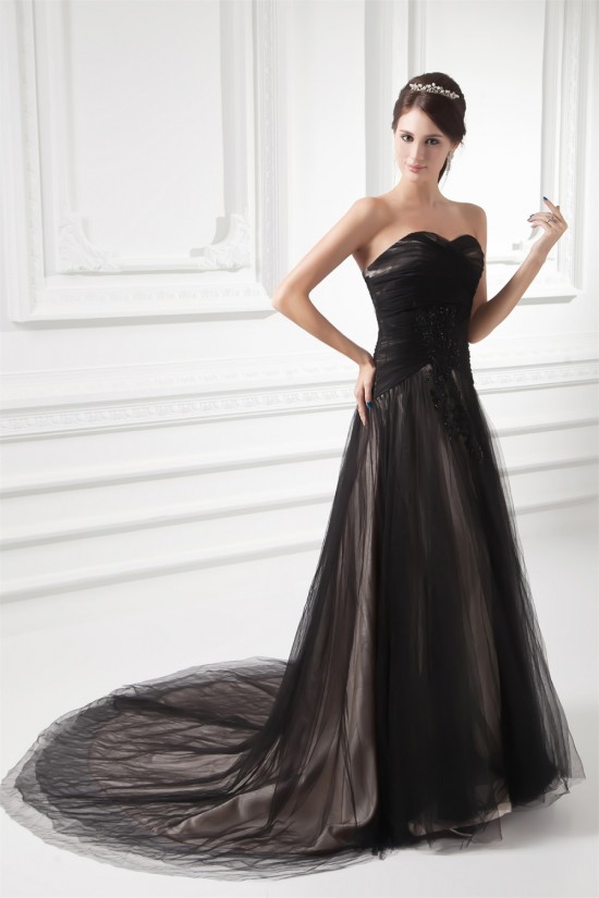 A-Line Fine Netting Sweetheart Sleeveless Long Black Prom/Formal Evening Dresses 02020820 A-Line Fine Netting Sweetheart Sleeveless Long Black Prom/Formal Evening Dresses 02020820