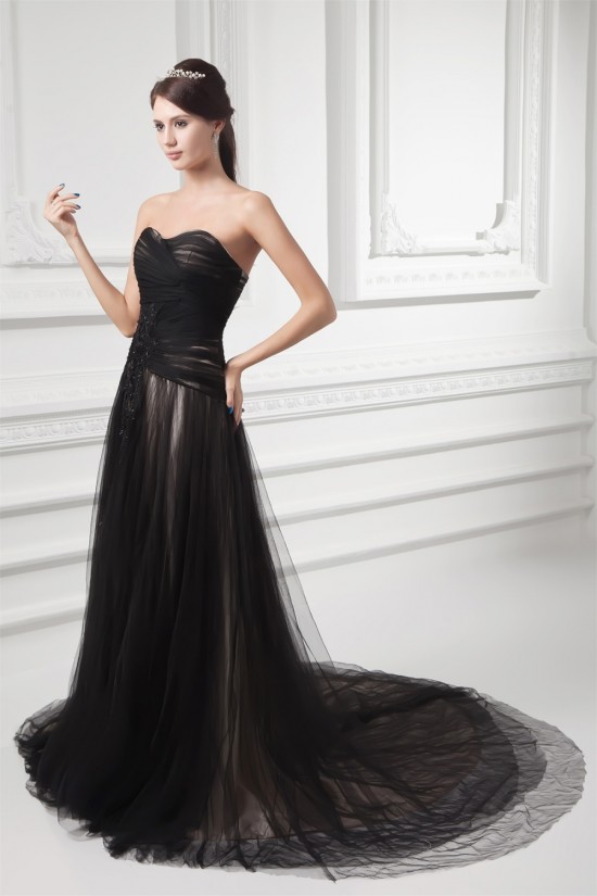 A-Line Fine Netting Sweetheart Sleeveless Long Black Prom/Formal Evening Dresses 02020820 A-Line Fine Netting Sweetheart Sleeveless Long Black Prom/Formal Evening Dresses 02020820