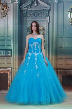 Ball Gown Satin Netting Floor-Length Pleats Prom/Formal Evening Dresses 02020824