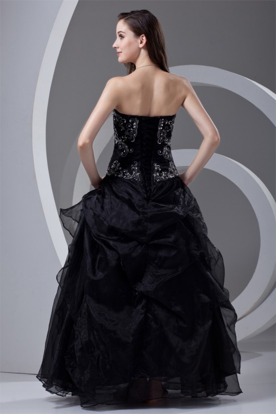 Satin Organza Beading Ball Gown Floor-Length Prom/Formal Evening Dresses 02020825