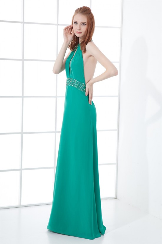 Sheath/Column Halter Sleeveless Beading Prom/Formal Evening Dresses 02020839