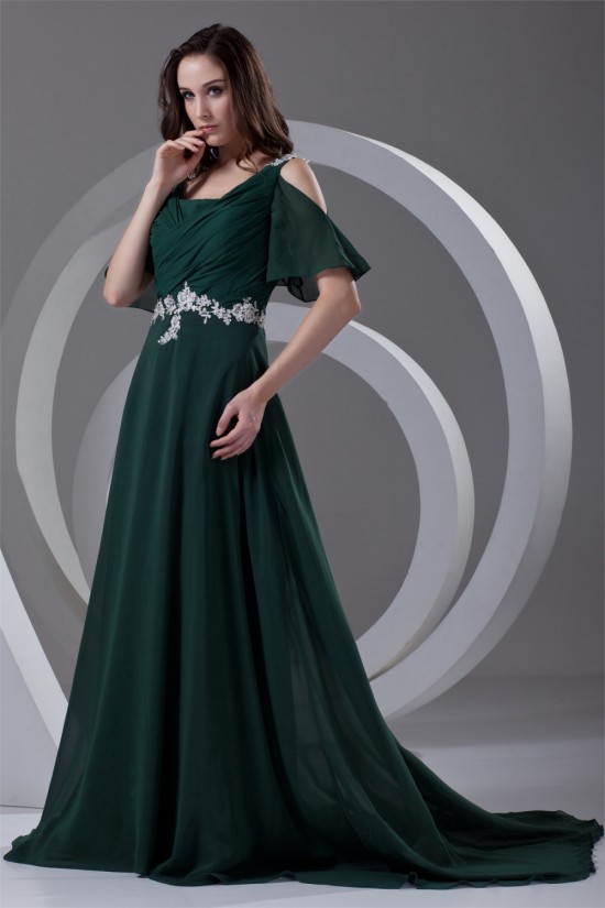 Short A-Line Cowl Ruffles Chiffon Elastic Woven Satin Prom/Formal Evening Dresses 02020848
