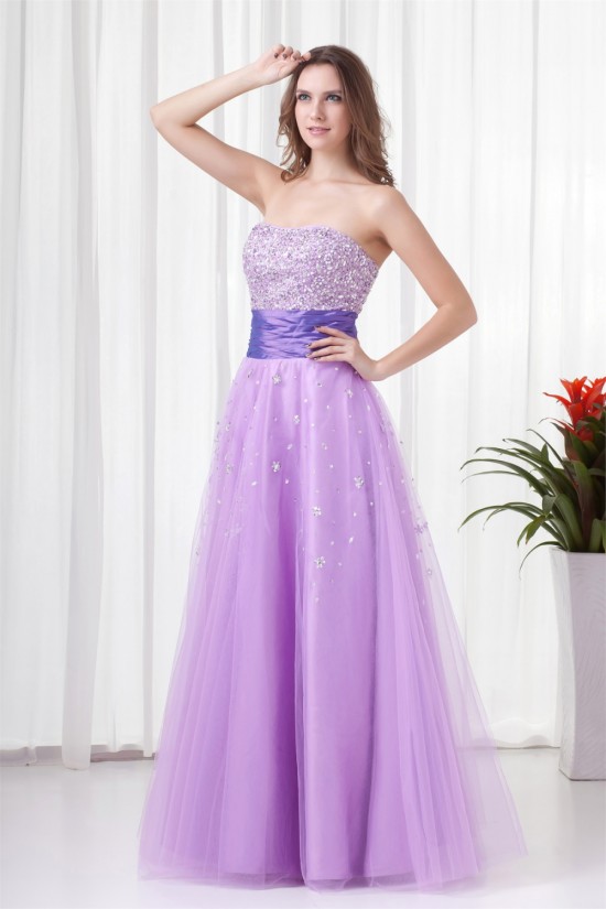 A-Line Taffeta Netting Floor-Length Prom/Formal Evening Dresses 02020860