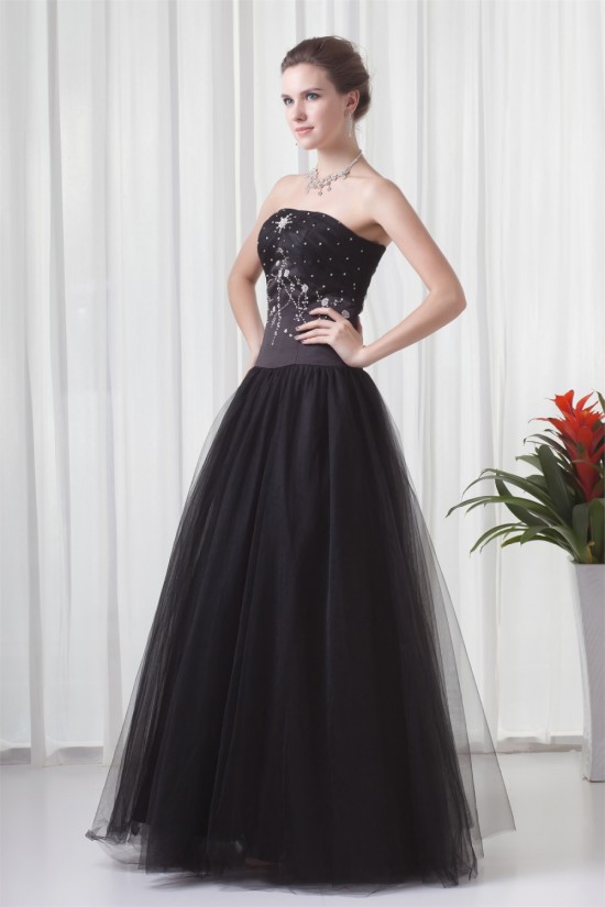 A-Line Sleeveless Beading Satin Fine Netting Strapless Prom/Formal Evening Dresses 02020868 A-Line Sleeveless Beading Satin Fine Netting Strapless Prom/Formal Evening Dresses 02020868