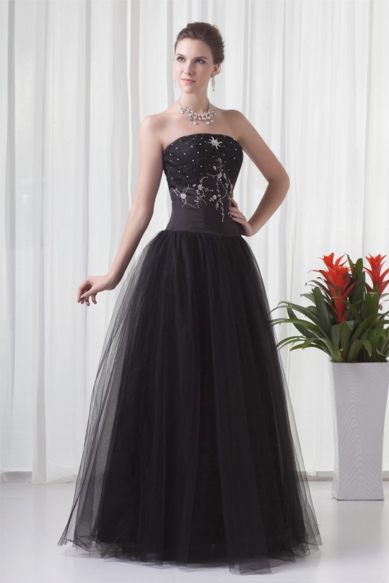 A-Line Sleeveless Beading Satin Fine Netting Strapless Prom/Formal Evening Dresses 02020868 A-Line Sleeveless Beading Satin Fine Netting Strapless Prom/Formal Evening Dresses 02020868