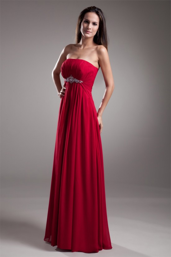 A-Line Sleeveless Beading Strapless Chiffon Evening Party Bridesmaid Dresses 02020869 A-Line Sleeveless Beading Strapless Chiffon Evening Party Bridesmaid Dresses 02020869