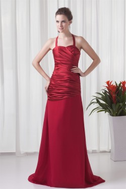 Sleeveless Brush Sweep Train Satin Chiffon Prom/Formal Evening Dresses 02020872