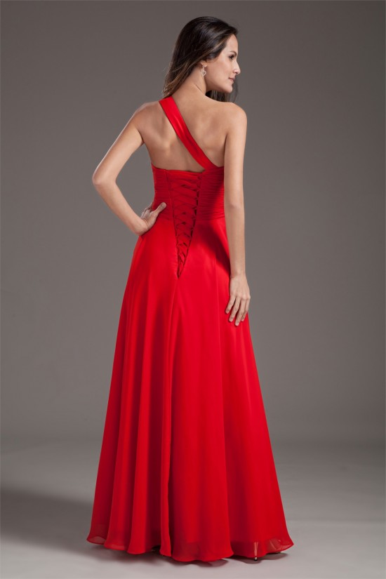 A-Line Chiffon Sleeveless One-Shoulder Prom/Formal Evening Dresses 02020887