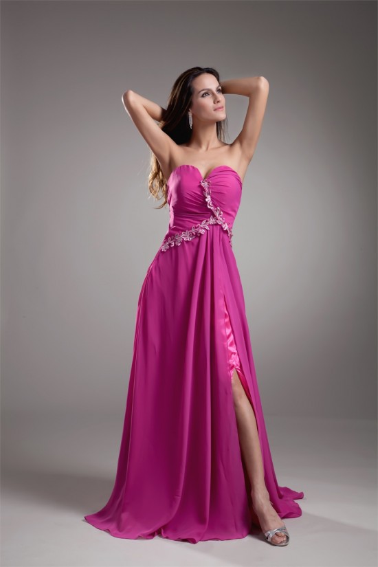 Sleeveless Split Side Chiffon Elastic Woven Satin Prom/Formal Evening Dresses 02020901 Sleeveless Split Side Chiffon Elastic Woven Satin Prom/Formal Evening Dresses 02020901