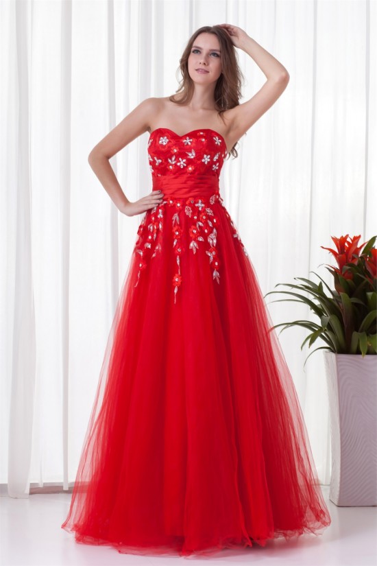 Sleeveless Sweetheart Floor-Length Satin Net Prom/Formal Evening Dresses 02020904 Sleeveless Sweetheart Floor-Length Satin Net Prom/Formal Evening Dresses 02020904