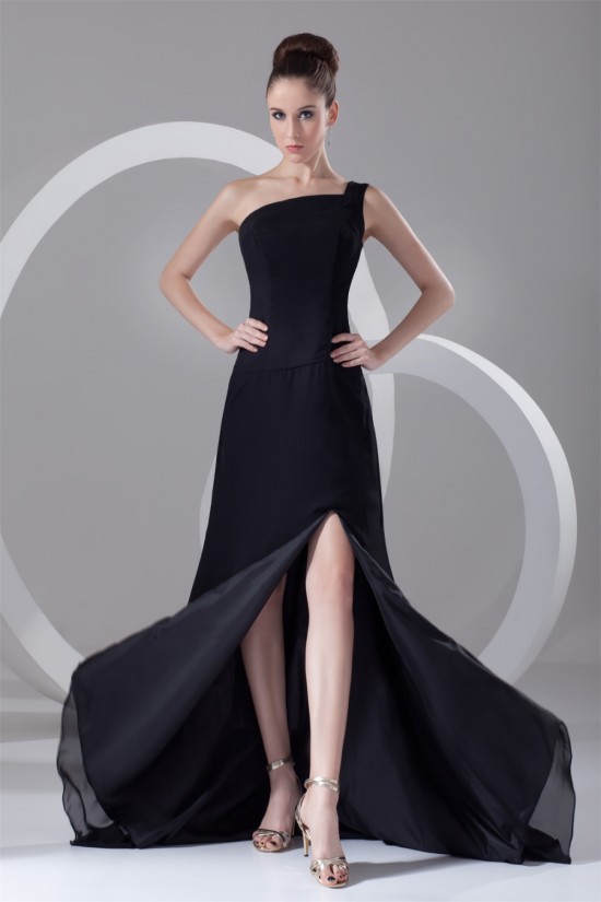 Split Front Chiffon Elastic Woven Satin Prom/Formal Evening Dresses 02020912