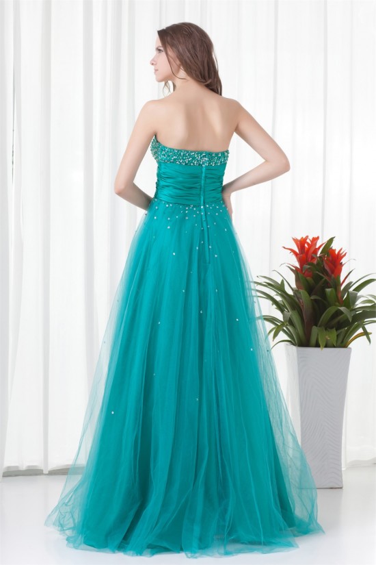 Strapless A-Line Sleeveless Satin Netting Prom/Formal Evening Dresses 02020918 Strapless A-Line Sleeveless Satin Netting Prom/Formal Evening Dresses 02020918