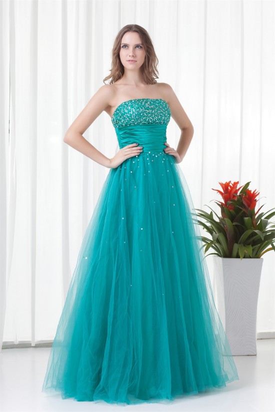 Strapless A-Line Sleeveless Satin Netting Prom/Formal Evening Dresses 02020918 Strapless A-Line Sleeveless Satin Netting Prom/Formal Evening Dresses 02020918