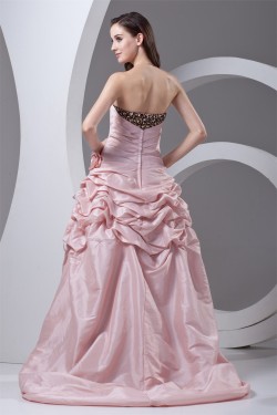 Strapless Sleeveless A-Line Handmade Flowers Prom/Formal Evening Dresses 02020929