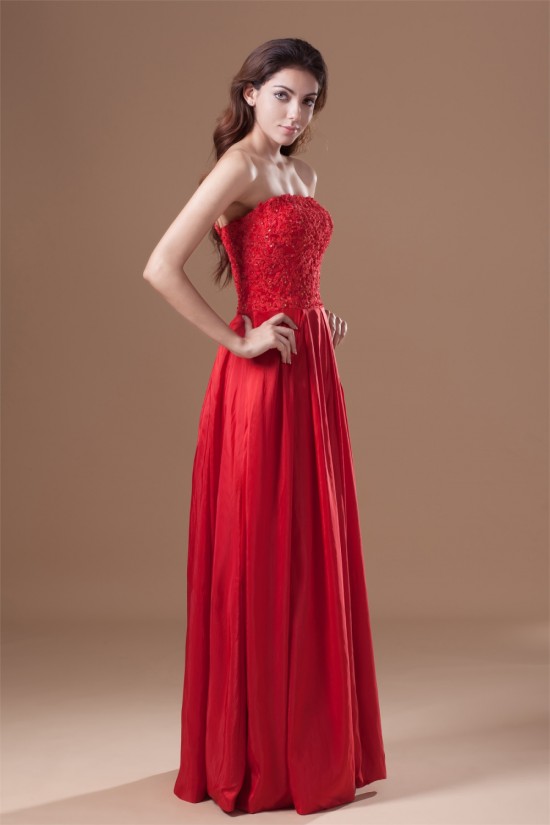 A-Line Taffeta Lace Strapless Sleeveless Prom/Formal Evening Dresses 02020955 A-Line Taffeta Lace Strapless Sleeveless Prom/Formal Evening Dresses 02020955