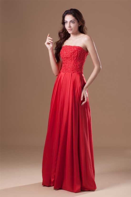 A-Line Taffeta Lace Strapless Sleeveless Prom/Formal Evening Dresses 02020955 A-Line Taffeta Lace Strapless Sleeveless Prom/Formal Evening Dresses 02020955