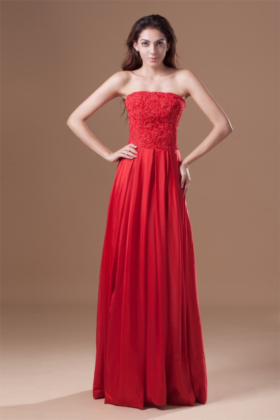 A-Line Taffeta Lace Strapless Sleeveless Prom/Formal Evening Dresses 02020955 A-Line Taffeta Lace Strapless Sleeveless Prom/Formal Evening Dresses 02020955