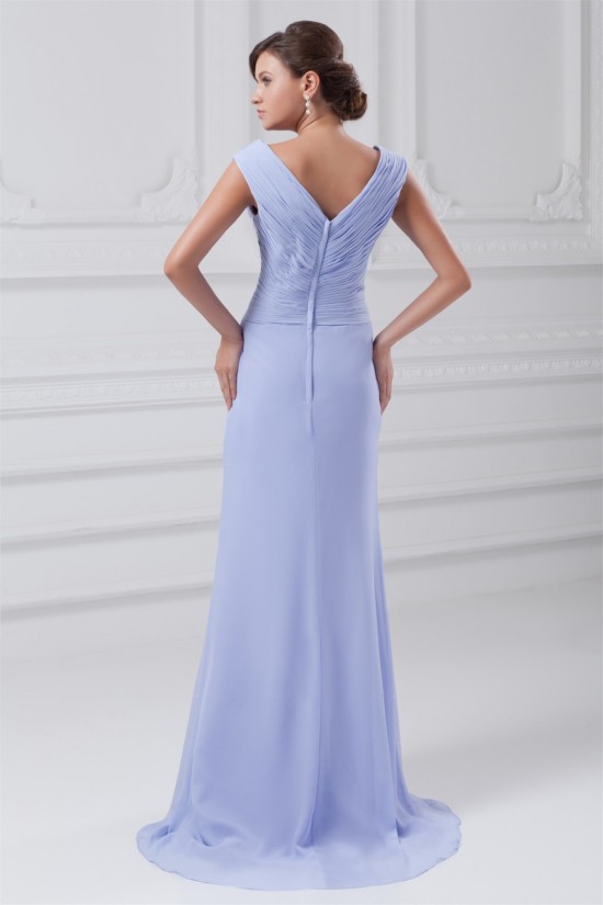 V-Neck Satin Chiffon Sleeveless Ruched Brush Sweep Train Prom/Formal Evening Dresses 02020963 V-Neck Satin Chiffon Sleeveless Ruched Brush Sweep Train Prom/Formal Evening Dresses 02020963