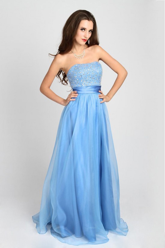 A-Line Strapless Beaded Long Prom Evening Party Dresses 02020983 A-Line Strapless Beaded Long Prom Evening Party Dresses 02020983