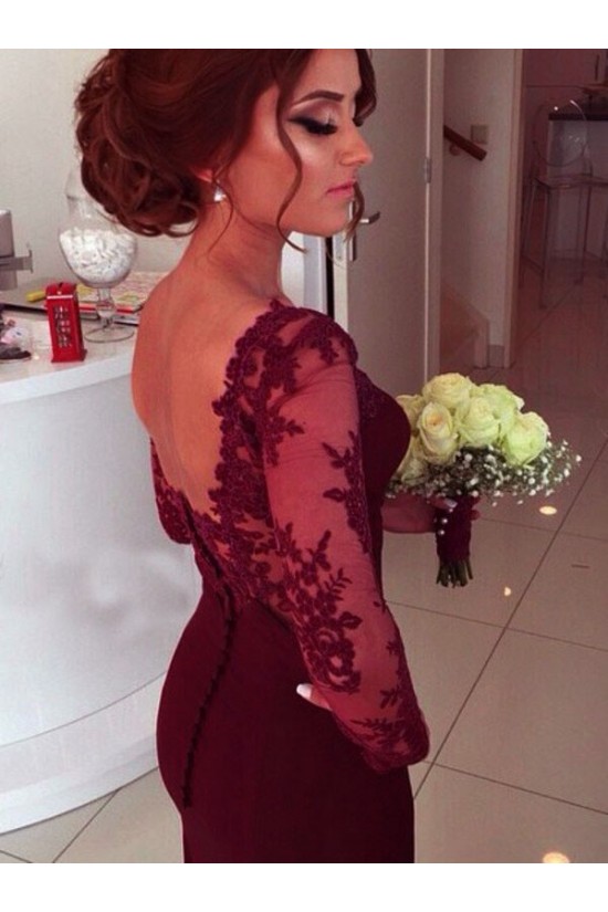 Trumpet/Mermaid Off-the-Shoulder Long Sleeves Red Lace Prom Evening Formal Dresses 3020003 Trumpet/Mermaid Off-the-Shoulder Long Sleeves Red Lace Prom Evening Formal Dresses 3020003