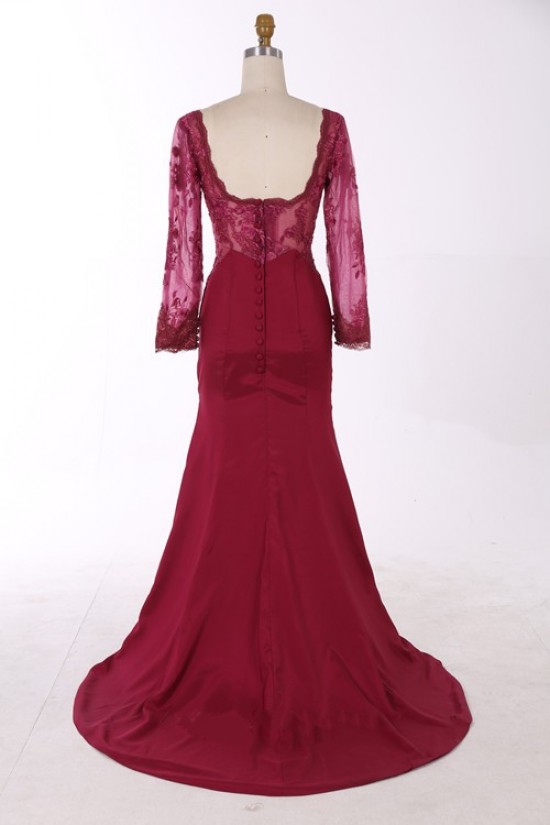 Trumpet/Mermaid Off-the-Shoulder Long Sleeves Red Lace Prom Evening Formal Dresses 3020003 Trumpet/Mermaid Off-the-Shoulder Long Sleeves Red Lace Prom Evening Formal Dresses 3020003