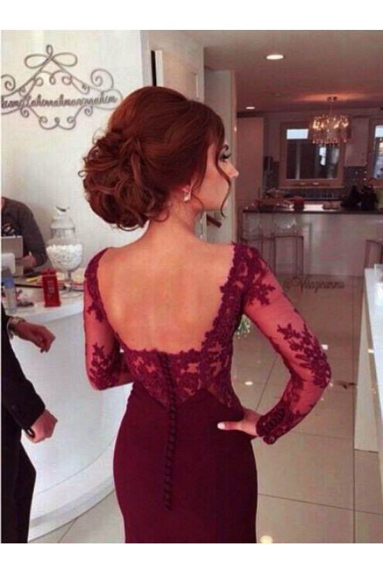 Trumpet/Mermaid Off-the-Shoulder Long Sleeves Red Lace Prom Evening Formal Dresses 3020003 Trumpet/Mermaid Off-the-Shoulder Long Sleeves Red Lace Prom Evening Formal Dresses 3020003