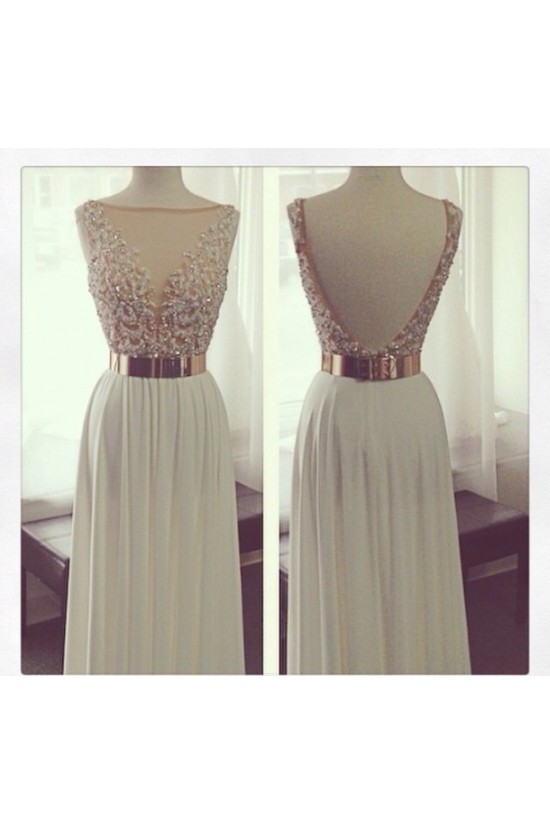 Long White Beaded Prom Evening Formal Dresses 3020005 Long White Beaded Prom Evening Formal Dresses 3020005