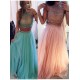 Two Pieces Beaded High Neck Long Prom Evening Formal Dresses 3020018 Two Pieces Beaded High Neck Long Prom Evening Formal Dresses 3020018