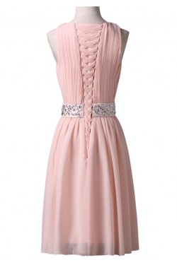 Short Pink Beaded Bridesmaid Prom Evening Formal Dresses 3020021
