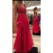A-Line Long Red Chiffon Lace Prom Evening Formal Dresses 3020027