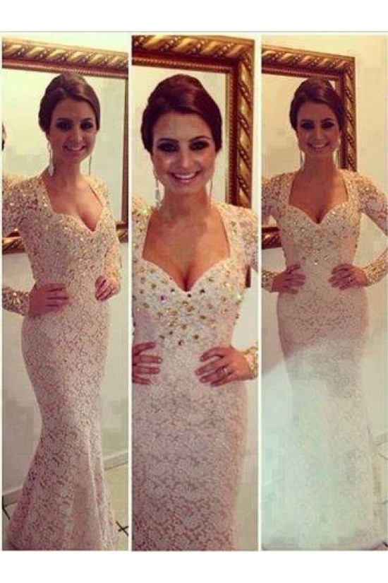 Trumpet/Mermaid Beaded Long Sleeves Prom Evening Formal Dresses 3020030