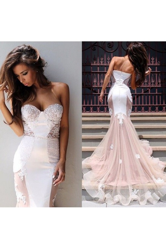 Trumpet/Mermaid Sweetheart Lace Long Prom Evening Formal Dresses 3020035 Trumpet/Mermaid Sweetheart Lace Long Prom Evening Formal Dresses 3020035