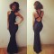 Trumpet/Mermaid Long Black Prom Evening Formal Dresses 3020043