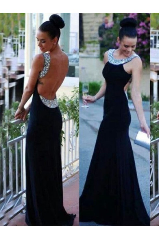 Long Black Backless Beaded Prom Evening Formal Dresses 3020057 Long Black Backless Beaded Prom Evening Formal Dresses 3020057