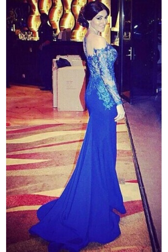 Trumpet/Mermaid Lace Long Blue Prom Evening Formal Dresses 3020059 Trumpet/Mermaid Lace Long Blue Prom Evening Formal Dresses 3020059