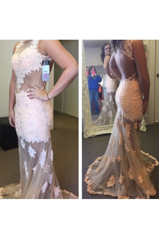 Sexy See Through Lace Appliques Long Prom Evening Formal Dresses 3020064 Sexy See Through Lace Appliques Long Prom Evening Formal Dresses 3020064