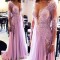 Sexy Long Sleeves Lilac Lace Appliques Chiffon See Through Prom Evening Formal Dresses 3020071