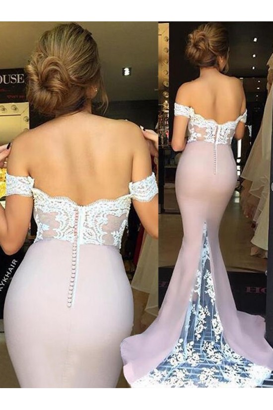 Trumpet/Mermaid Off-the-Shoulder Lace Long Prom Evening Formal Bridesmaid Dresses 3020081 Trumpet/Mermaid Off-the-Shoulder Lace Long Prom Evening Formal Bridesmaid Dresses 3020081