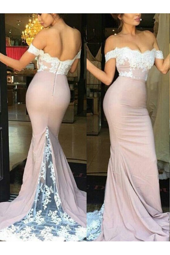 Trumpet/Mermaid Off-the-Shoulder Lace Long Prom Evening Formal Bridesmaid Dresses 3020081 Trumpet/Mermaid Off-the-Shoulder Lace Long Prom Evening Formal Bridesmaid Dresses 3020081